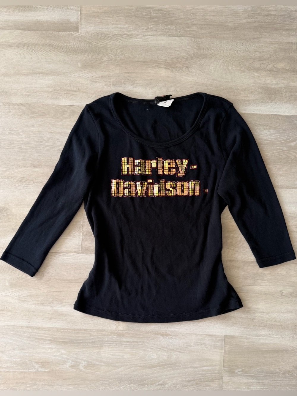 Harley-Davidson Black Long Sleeve Tee with Gold Studded Logo Williamsport PA